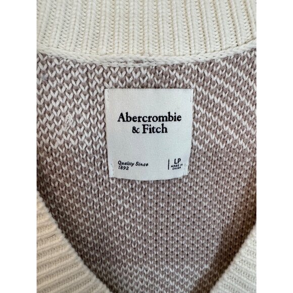 Abercrombie & Fitch Buffalo Check Sleeveless Sweater Dress Large Petite Cream - Picture 6 of 7